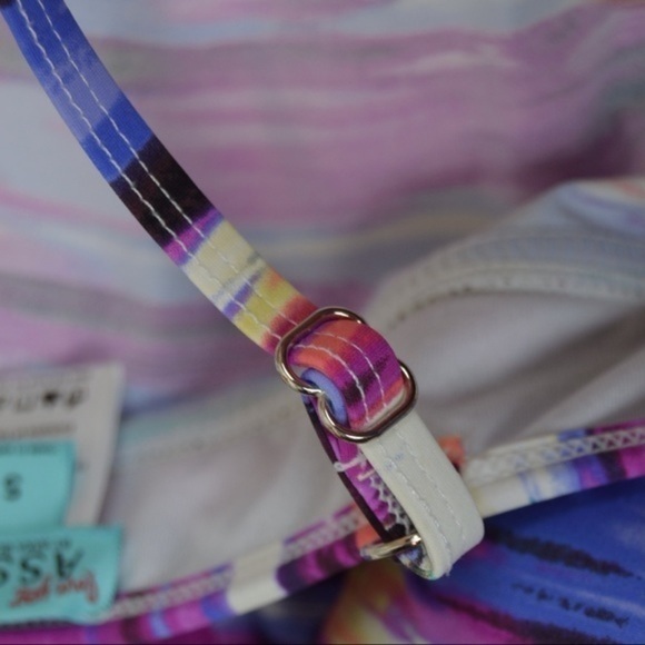 Assets Push-Up Multicolor Striped Tankini Ruched Sides Size Small Bodycon - Picture 8 of 9